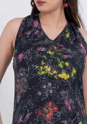 lightweight handloom cotton maxi dress with tropical botanical floral print perfect for beach vacations and summer outings.