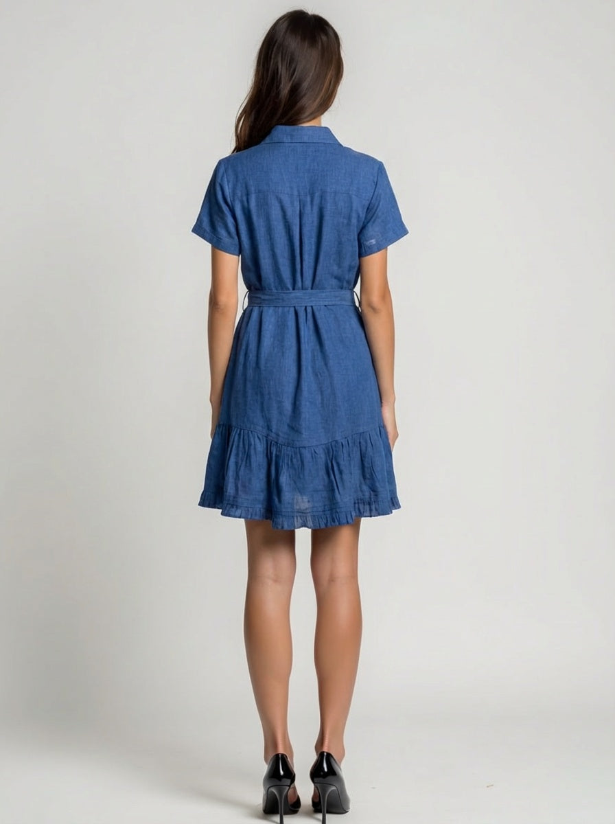 Breathable cotton shirt dress for office and casual wear