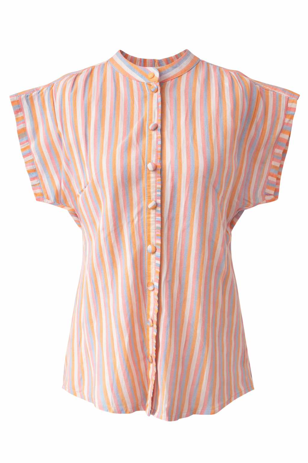 Striped shirt with short sleeves on a white background