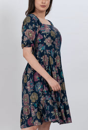 Boho floral square neck mini dress with chic style