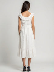 Midi dress with fitted bodice and button details