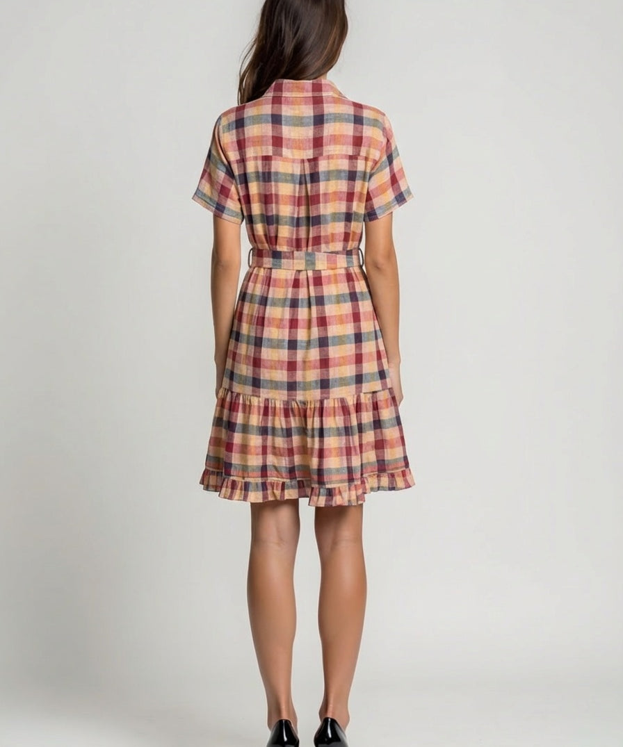 Cotton shirt dress with classic button down front