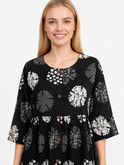 Boho Floral print cotton women Midi dress