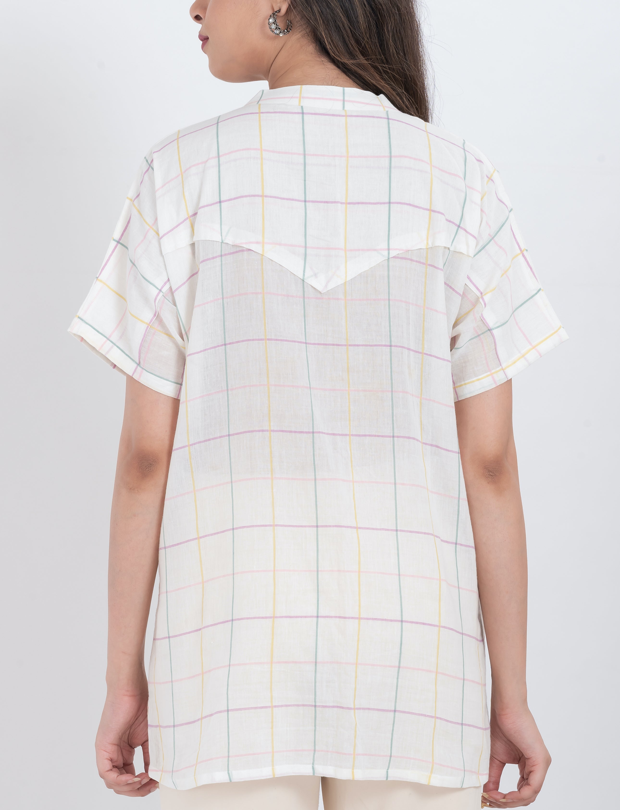 women cotton checked summer shirt top