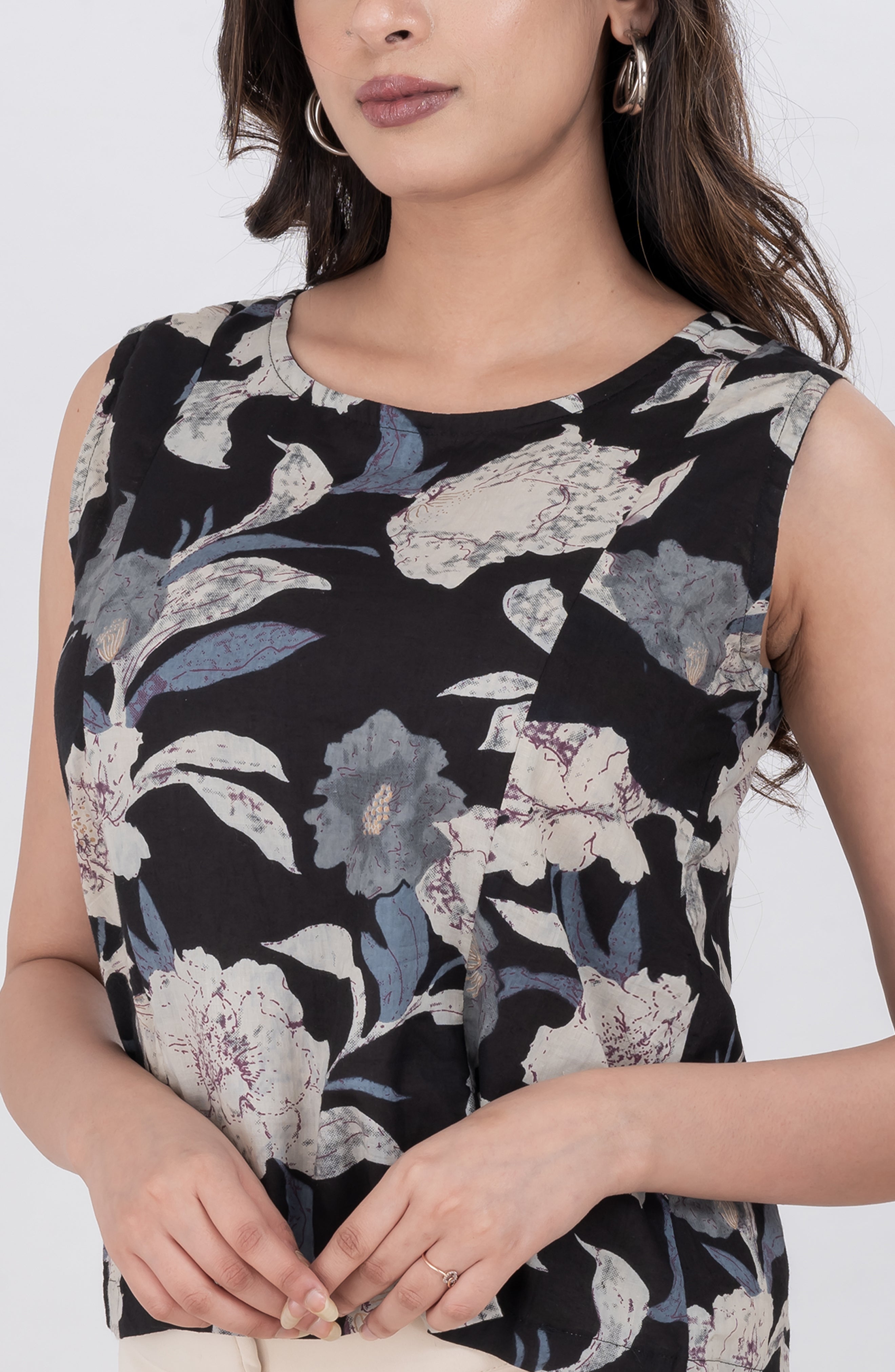relaxed fit floral cotton blouse