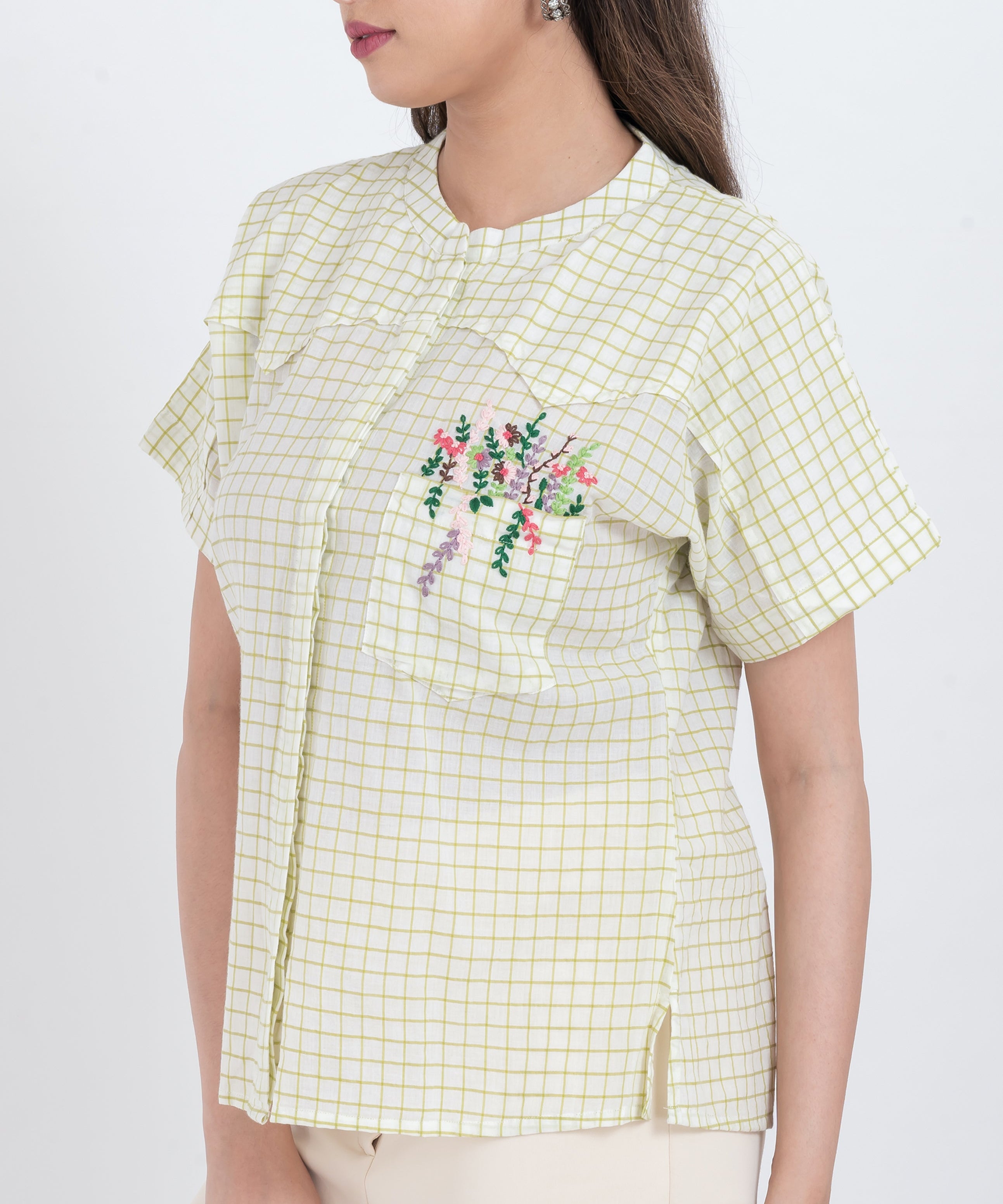 floral embroidered handloom cotton blouse