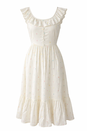 Classic airy silhouette tiered midi dress