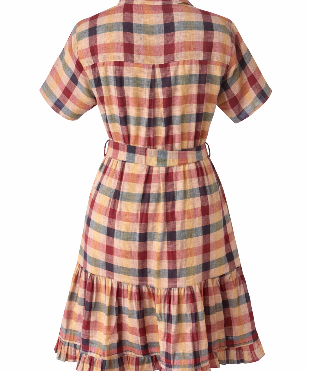 Collared short sleeve cotton summer shirt dress
