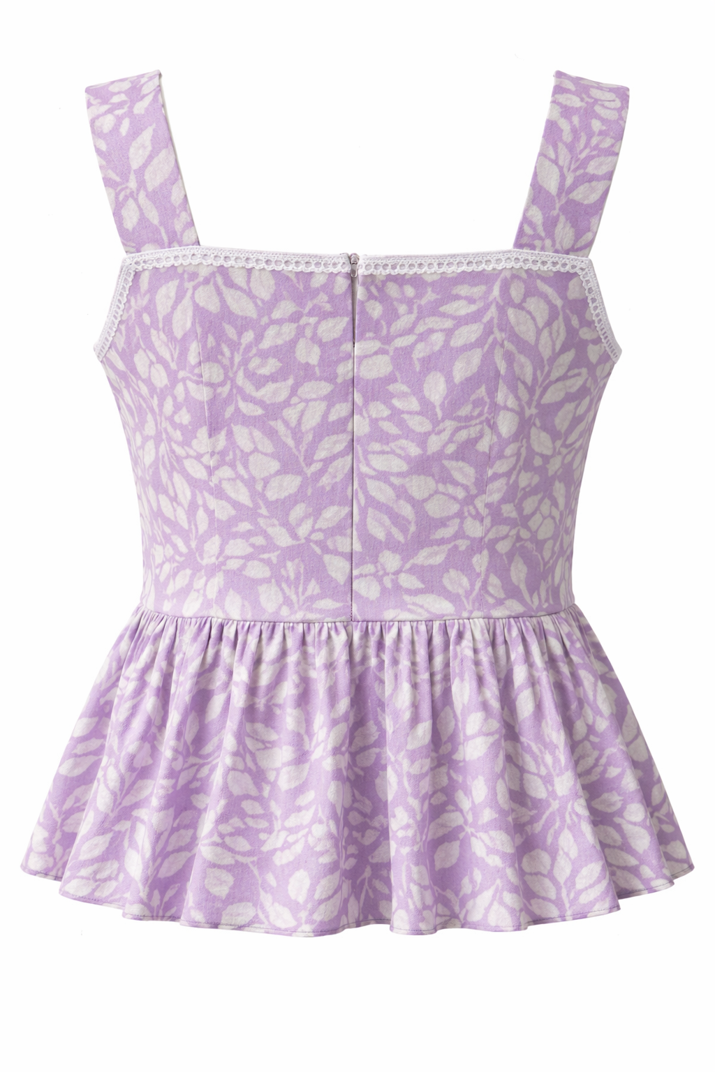 Purple floral dress with a white background
