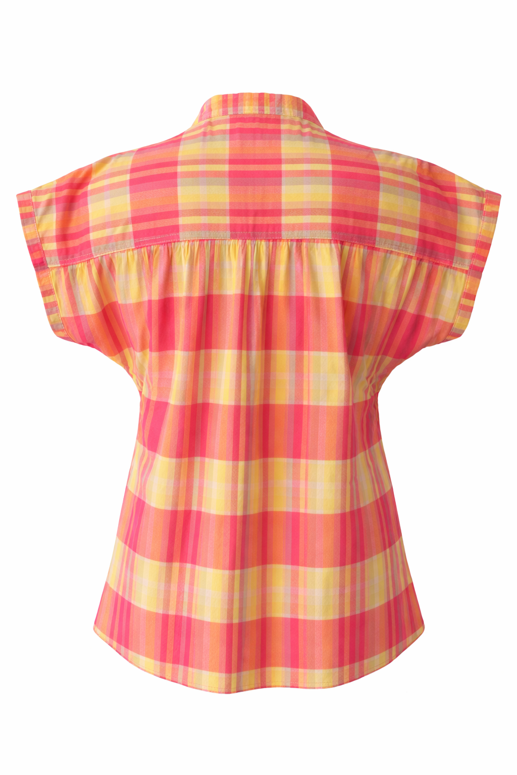 Red and yellow checkered shirt on a white background