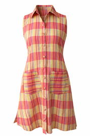 Plaid dress with buttons on a white background