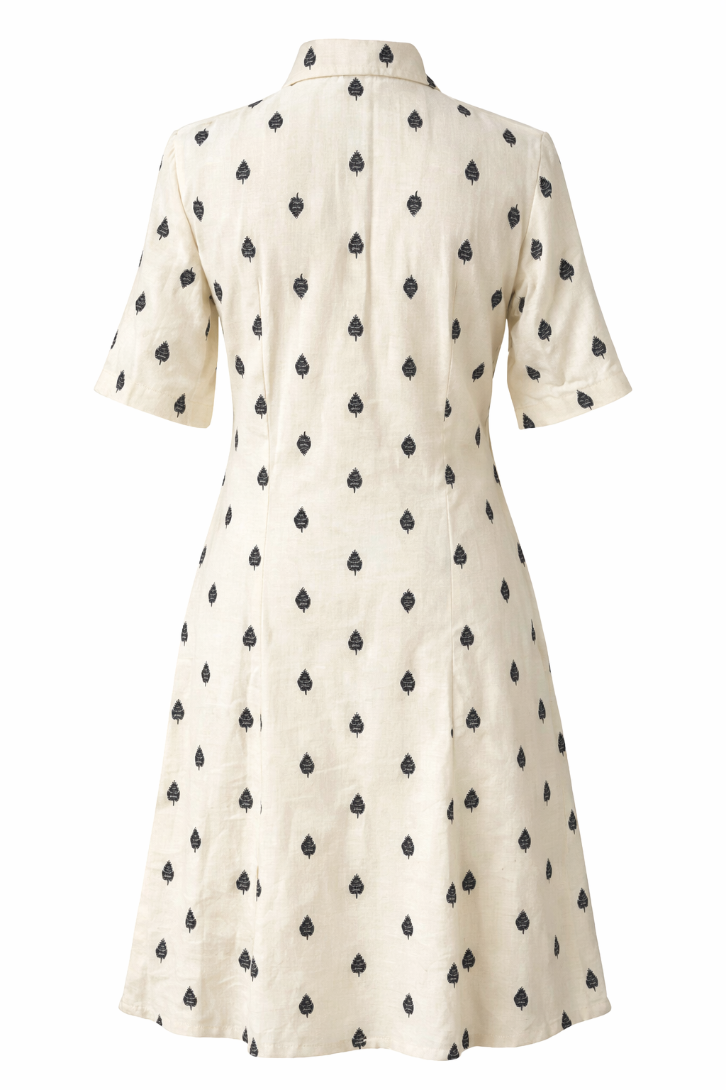 Printed cotton dobby midi dress with classic shirt design