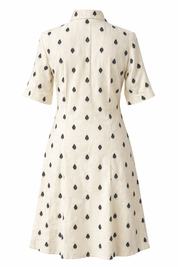 Printed cotton dobby midi dress with classic shirt design