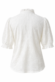 White lace blouse on a white background