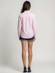 college girl dress full hands covered pink striped shirt