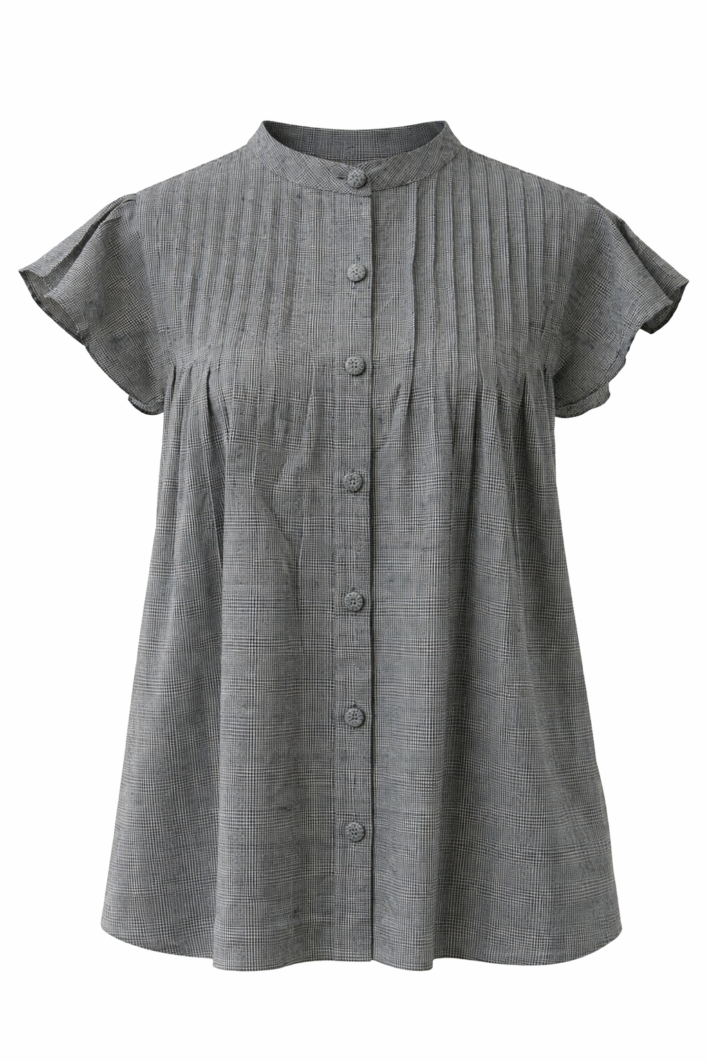 Gray blouse with short sleeves on a white background