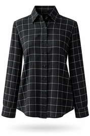 Black checkered shirt on a white background
