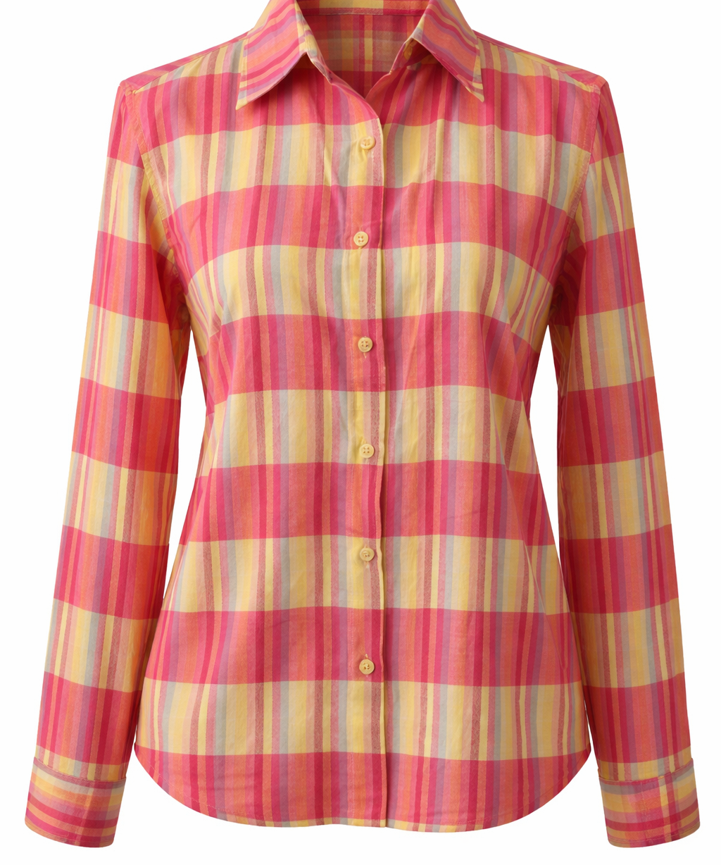 Red and yellow plaid shirt for women dress- best ootd .com -casual wear shirt ladies