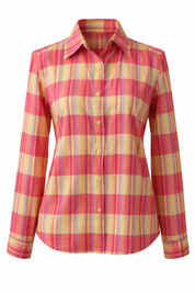 Red and yellow plaid shirt for women dress- best ootd .com -casual wear shirt ladies