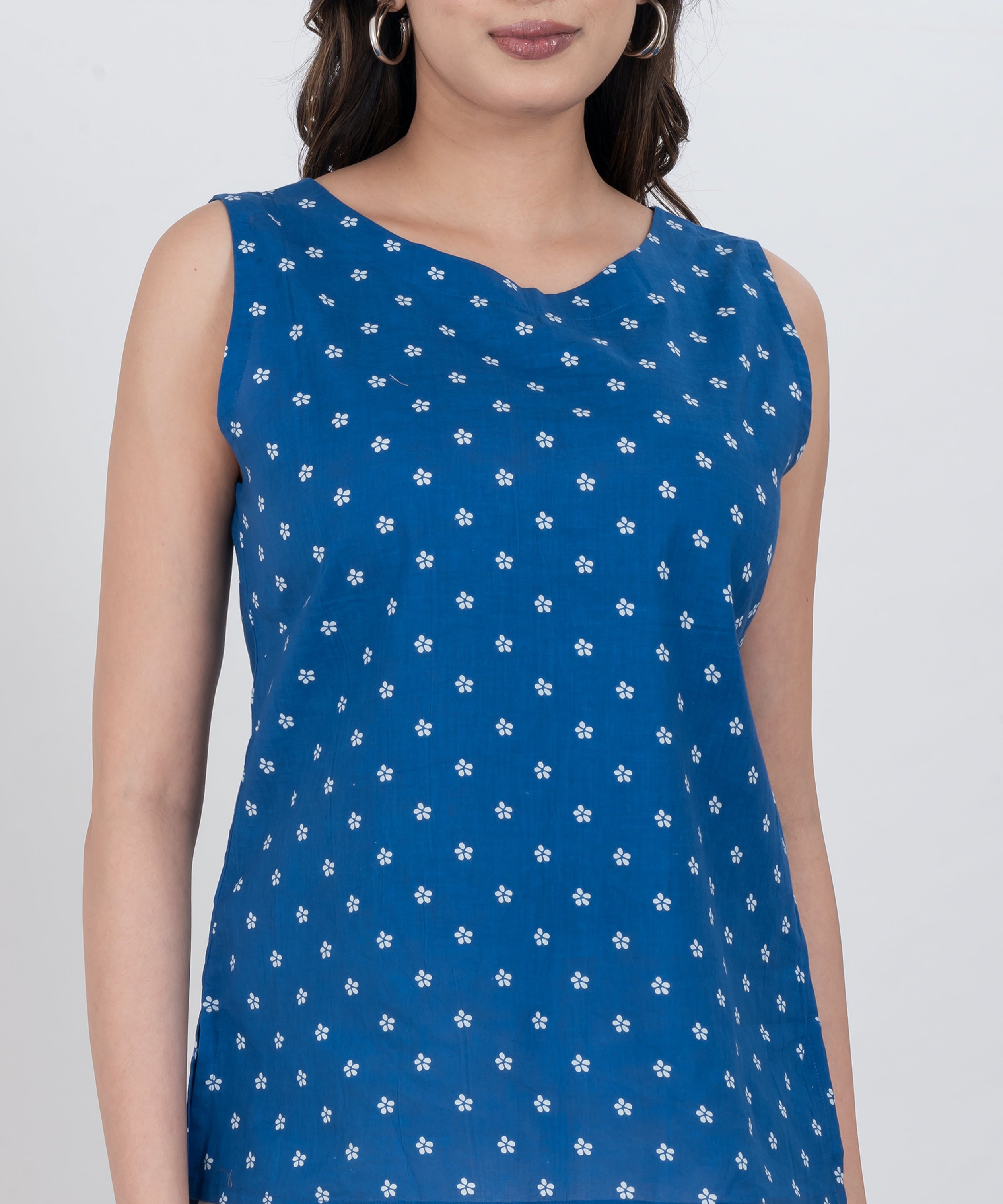 cotton sleeveless floral print tunic