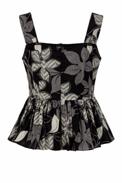 Black floral patterned dress on a white background