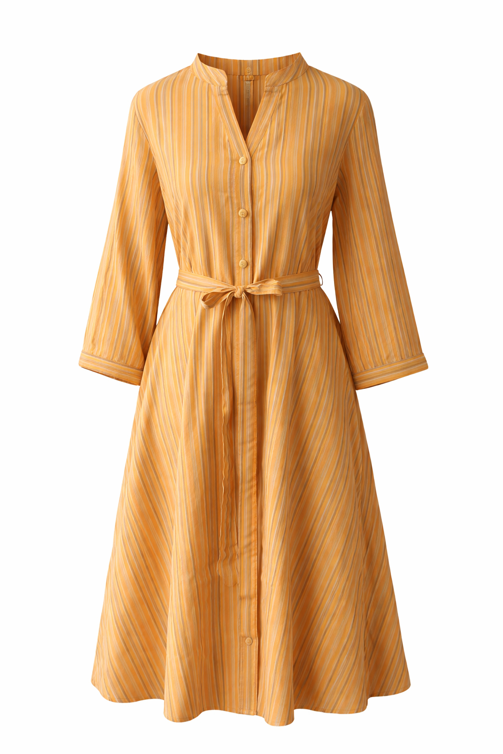 Breathable cotton striped midi dress for everyday wear