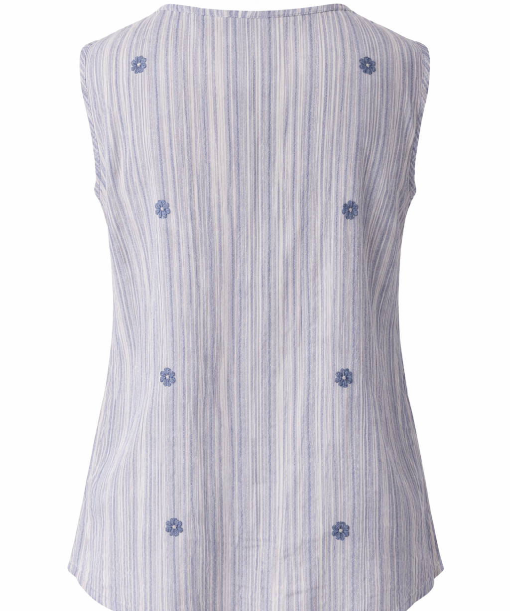 Crew neck handwoven cotton sleeveless top