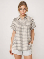 short length shirt white color lines pattern design