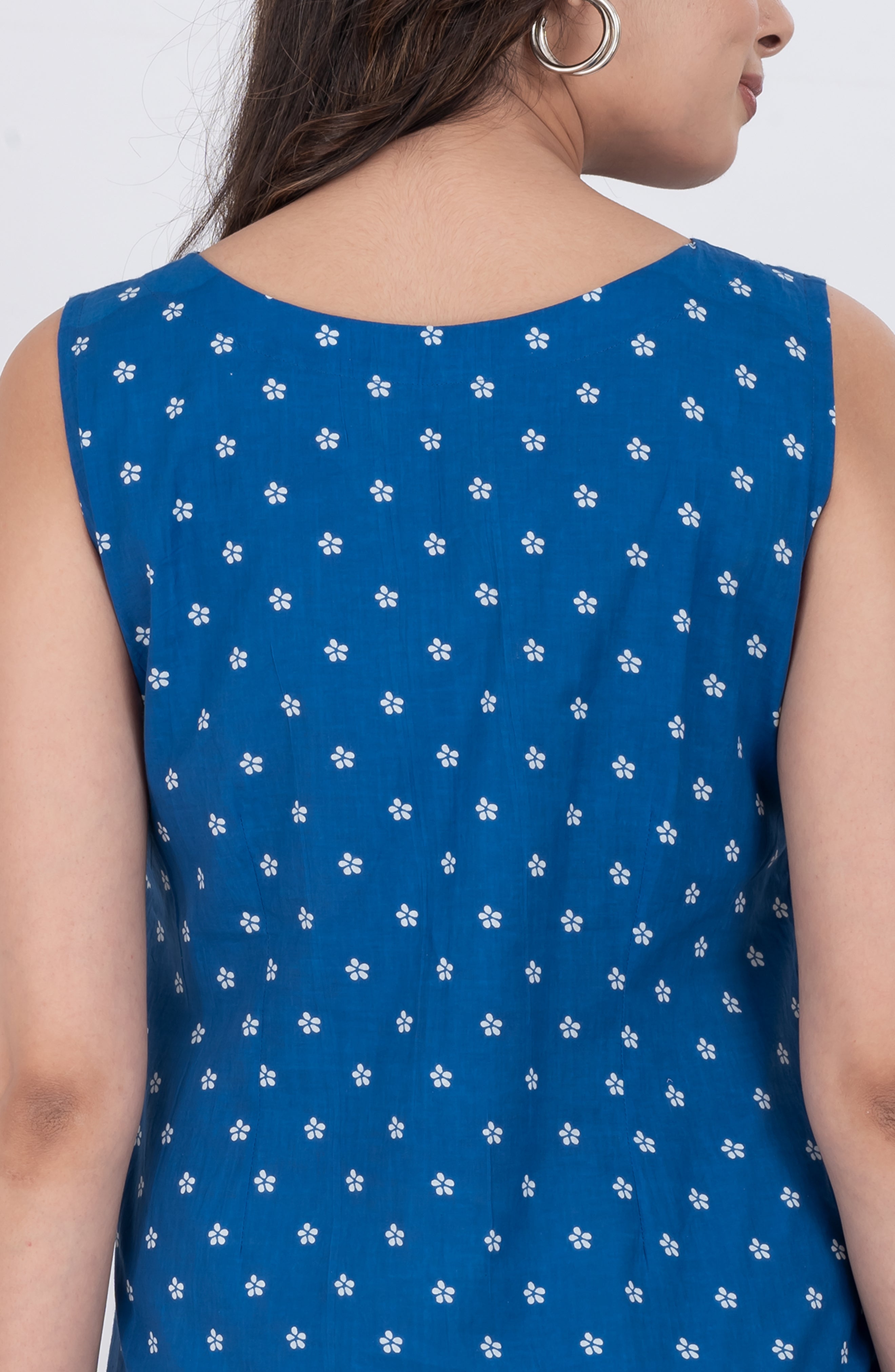 casual cotton sleeveless floral top