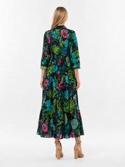 Floral Tropical Print Maxi Dress | Women's Boho Summer Shirt Dress | Vacation Dress