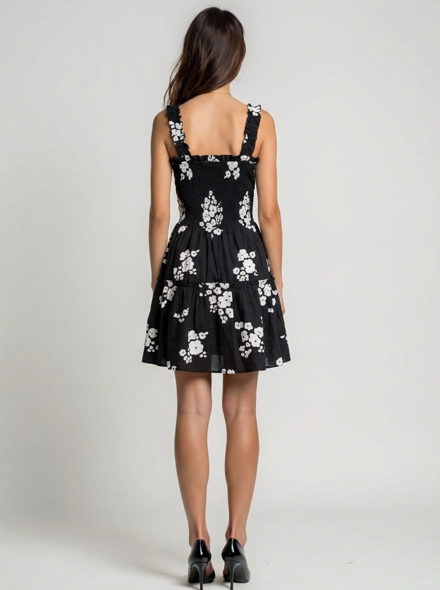 Feminine tiered smocked sundress for casual outings