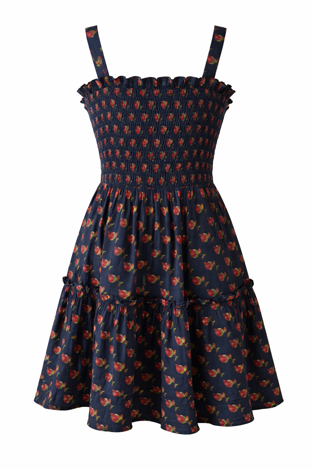 Flared above knee smocked print sundress for women