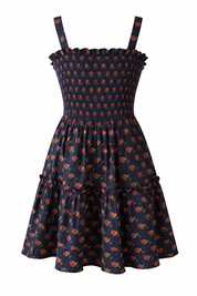 Flared above knee smocked print sundress for women