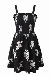 Flared above knee smocked print sundress
