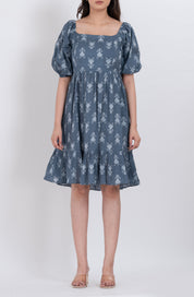 Floral print puff sleeve dress with flattering square neckline