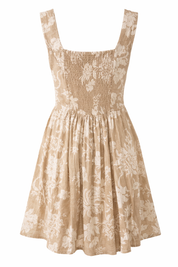 Beige floral dress two strap women wear