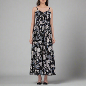 Floral print maxi dress with adjustable straps for a perfect fit