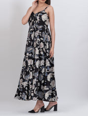 Floral print maxi dress with adjustable straps for a perfect fit