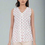 floral print sleeveless a line top