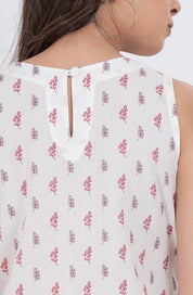 lightweight sleeveless floral cotton blouse
