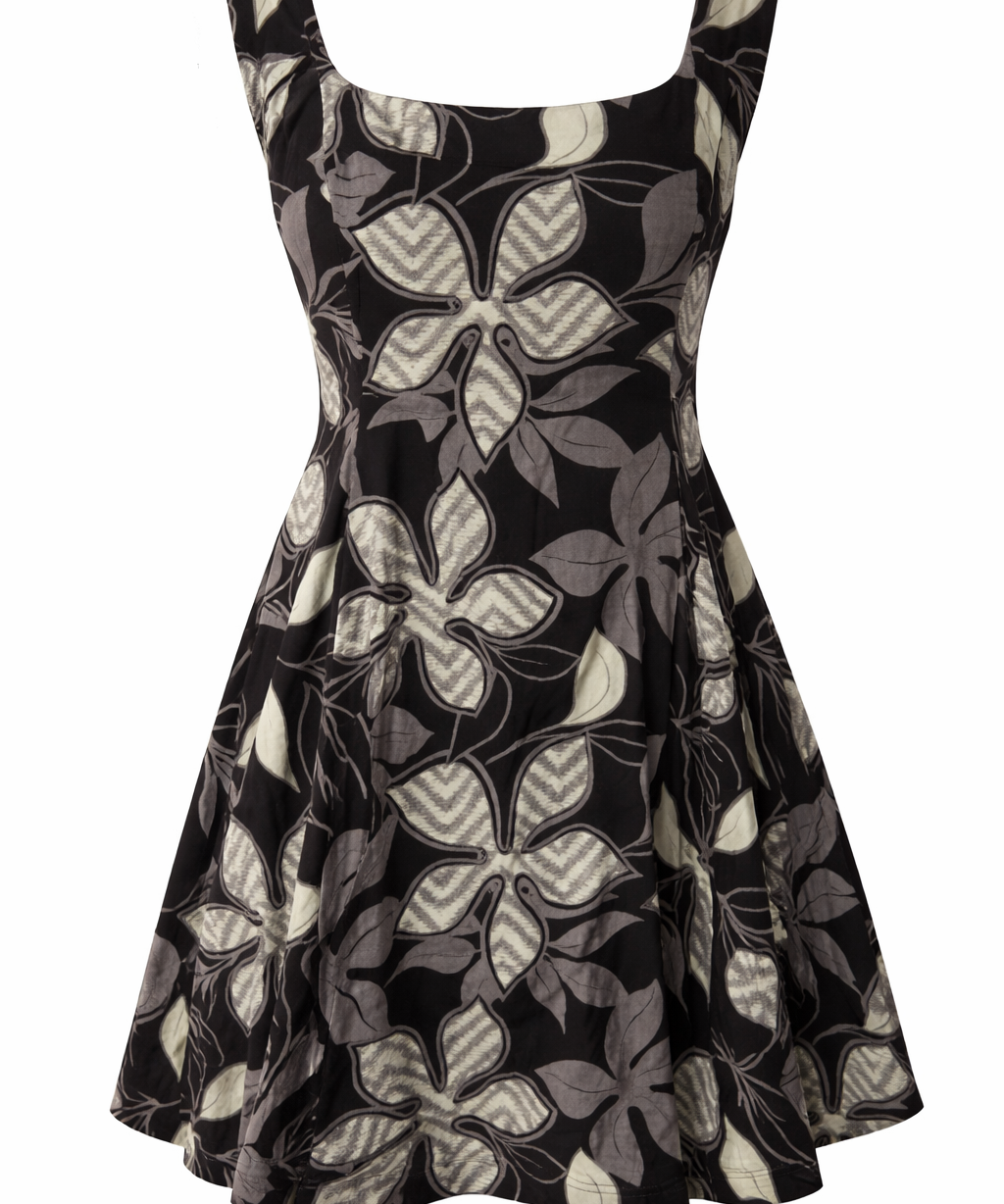 Black dress with floral pattern outfit of the day