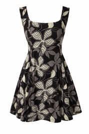 Black dress with floral pattern outfit of the day