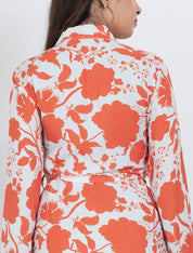 Lightweight floral shirt style mini dress with A-line fit