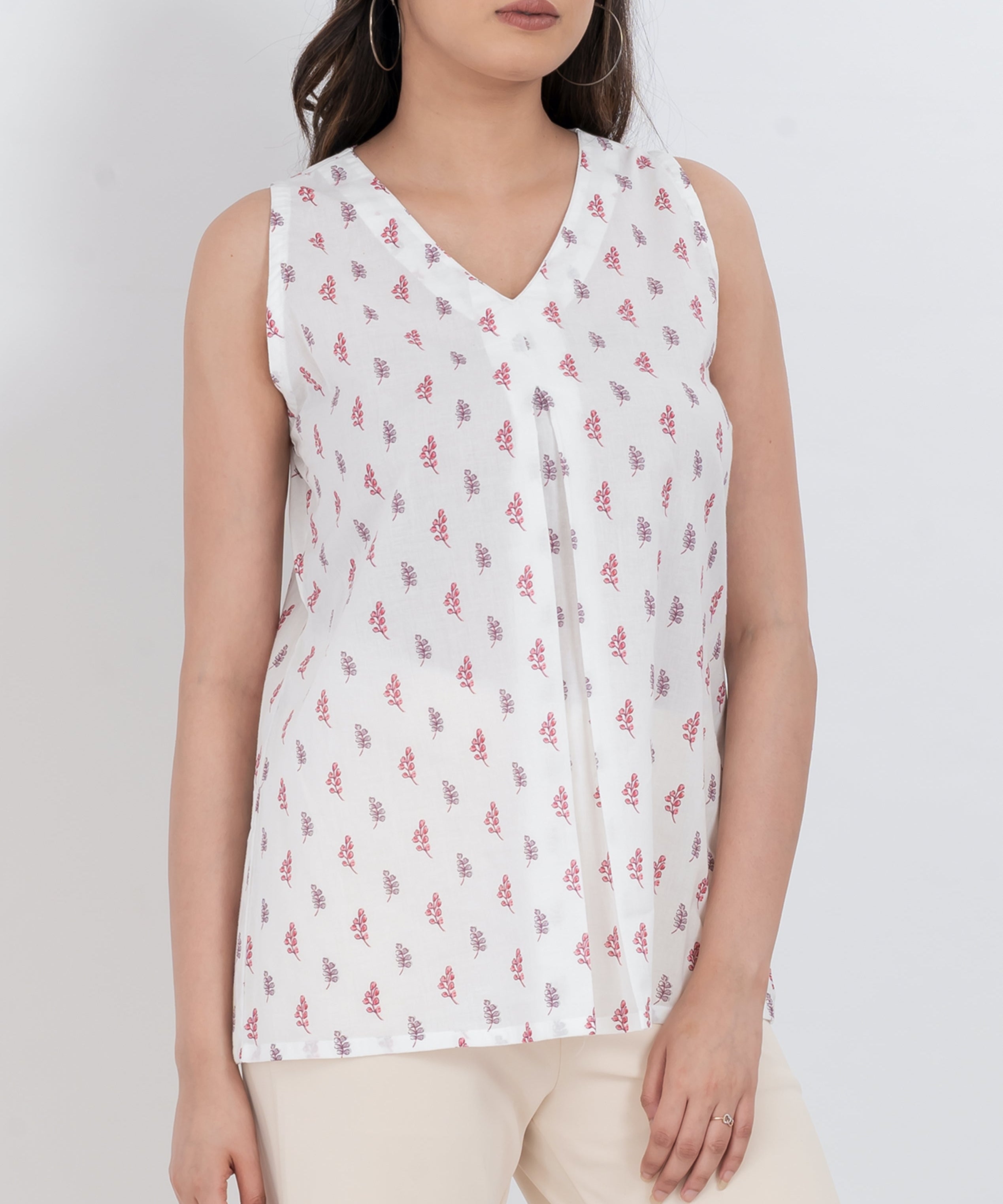 boho floral cotton a line tunic top