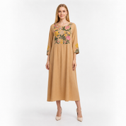 Floral Boho Embroidery with Hand paint Dress