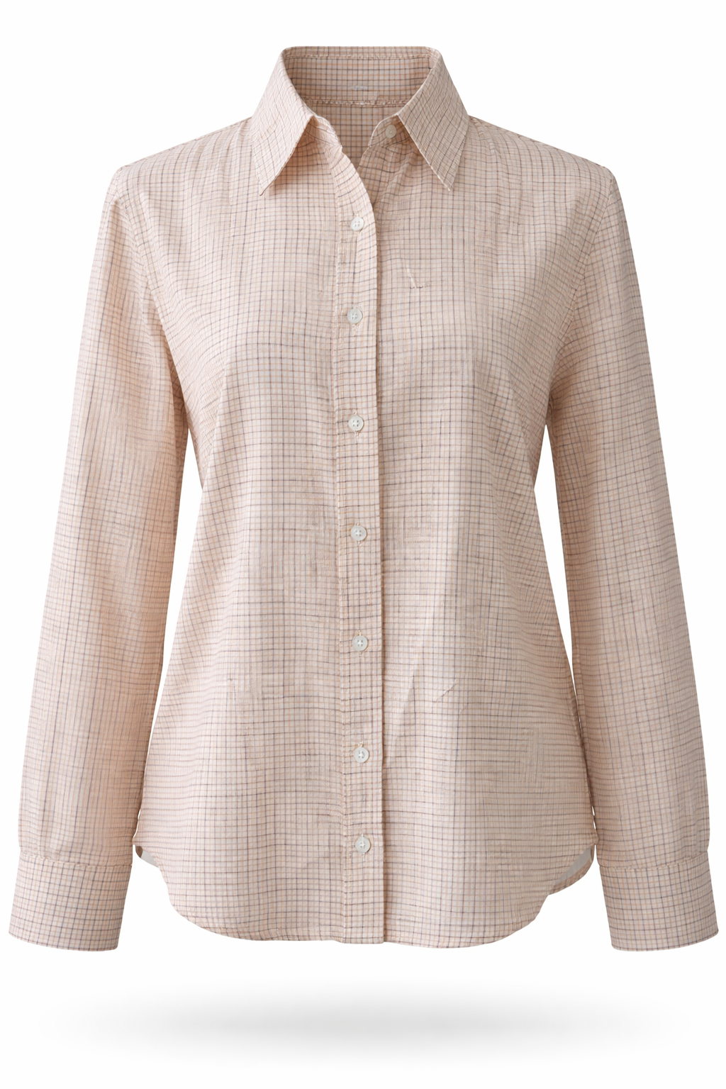 Handloom Cotton Long Sleeve Mandarin Collar Shirt