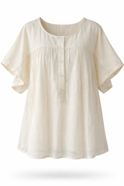 Beige blouse with short sleeves on a white background
