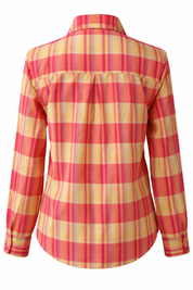 Red and yellow plaid shirt decent looks women