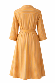 Handwoven cotton midi dress with classic pinstripe pattern
