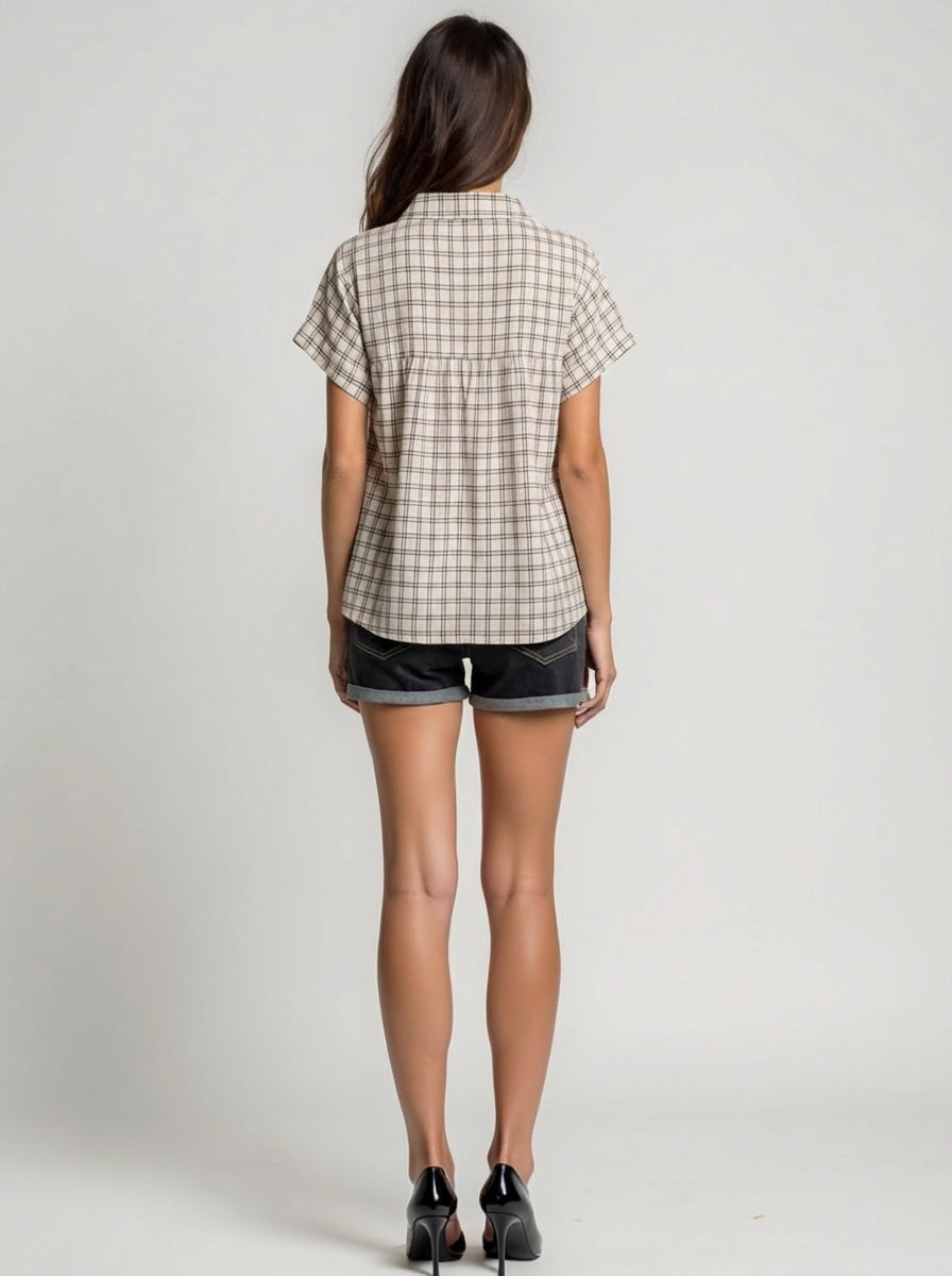 Handwoven plaid shirt dress nice looking college girl